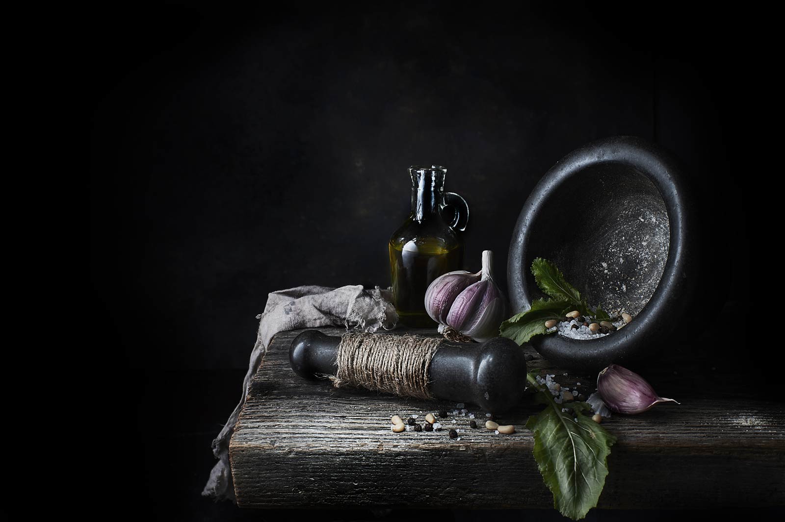 Still-Life pittorico ricetta scomposta pesto di rapa