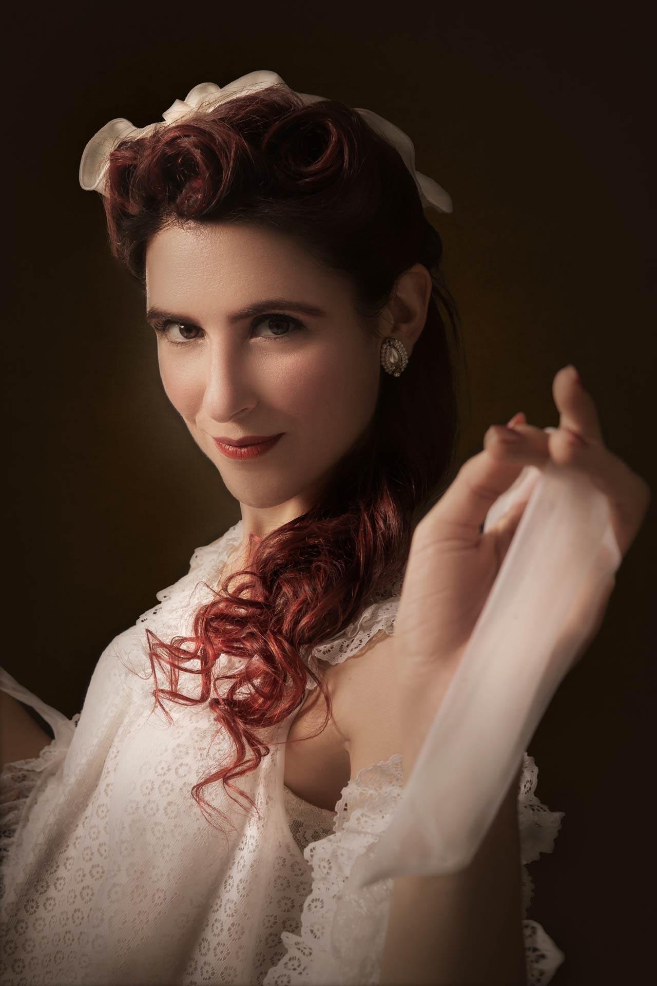 ritratto pittorico capelli rossi vintage anni 50